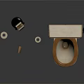 Essential Bathroom Living Supplies Including Toilet Small Bottles And Paper Holder