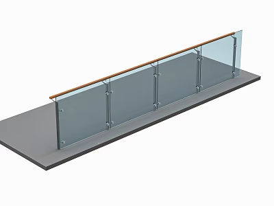 Modern Glass Railing Handrail 3d model