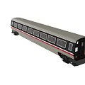 Gray Train Passenger Car With Red Stripe Multiple Windows And Black Base 3d model