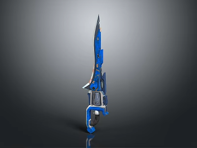 Blue Mechanical Sword Design With Metallic Structure Handle Guard And Futuristic Details 3d model