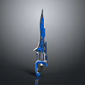 Blue Mechanical Sword Design With Metallic Structure Handle Guard And Futuristic Details