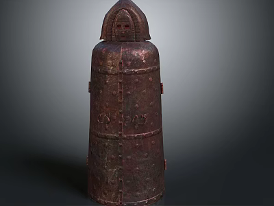 Ancient Rusty Copper Armor With Rivets And Classic Decorative Design Elements 3d model