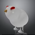 Cute White Chicken 3D Model With Red Cheeks And Yellow Beak