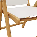 Wooden Frame Armchair With White Mesh Fabric And Folding Design