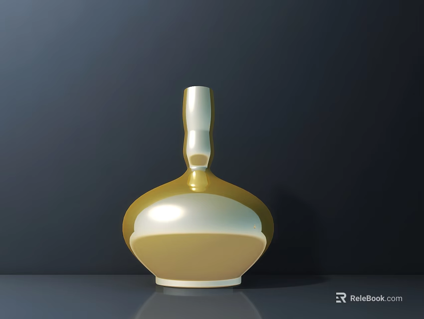 Modern Minimalist Gold And White Vase On Dark Background Tabletop 3d model 