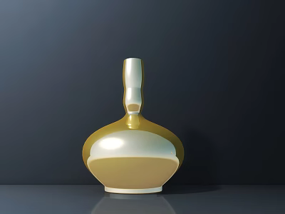Modern Minimalist Gold And White Vase On Dark Background Tabletop 3d model
