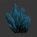 Blue Crystal Decorative Ornament Set with Various Sizes Unique Shapes on Dark Reflective Surface