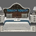 Elegant Double Bed With Ornate Headboard Decorative Pillows Bedside Lamps And Area Rug