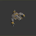 Mechanical Robot Character With Silver Yellow Joint Components And Detailed Structure