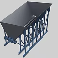 Industrial Hopper Equipment With Gray Storage Container And Blue Metal Support Frame Structure