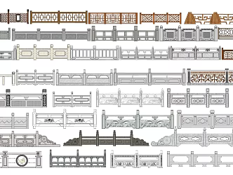 New Chinese Style Balustrade Stone Carved Balustrade Fence 3d model