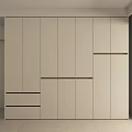 Modern Minimalist Light Colored Wardrobe Interior With Sleek Cabinet Doors And Drawers