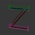 Modern Z Shaped Staircase Furniture With Metal Railings And Platforms Design