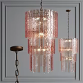 Elegant Red And Clear Glass Tassel Chandeliers With Layered Hanging Design