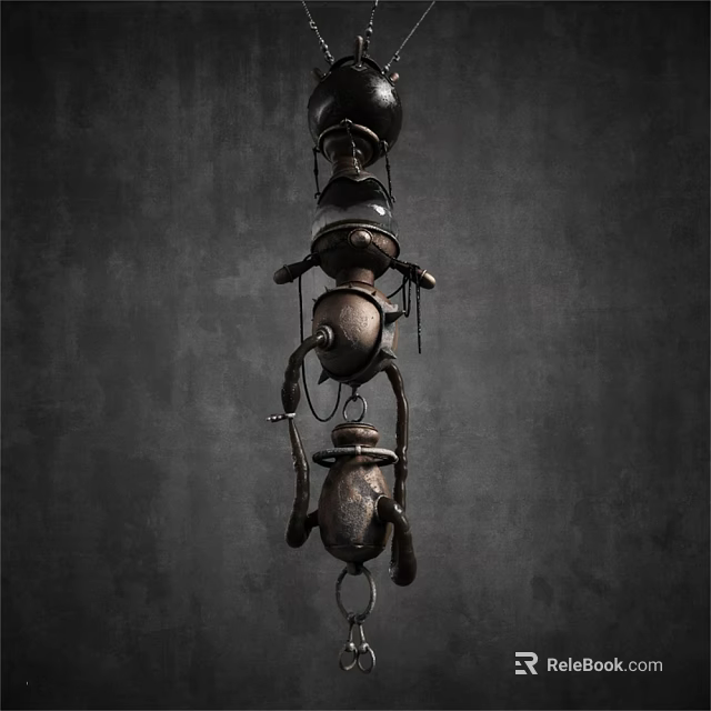 Vintage Style Decorative Ornament Set With Stacked Metallic Structure On Dark Background 3d model 