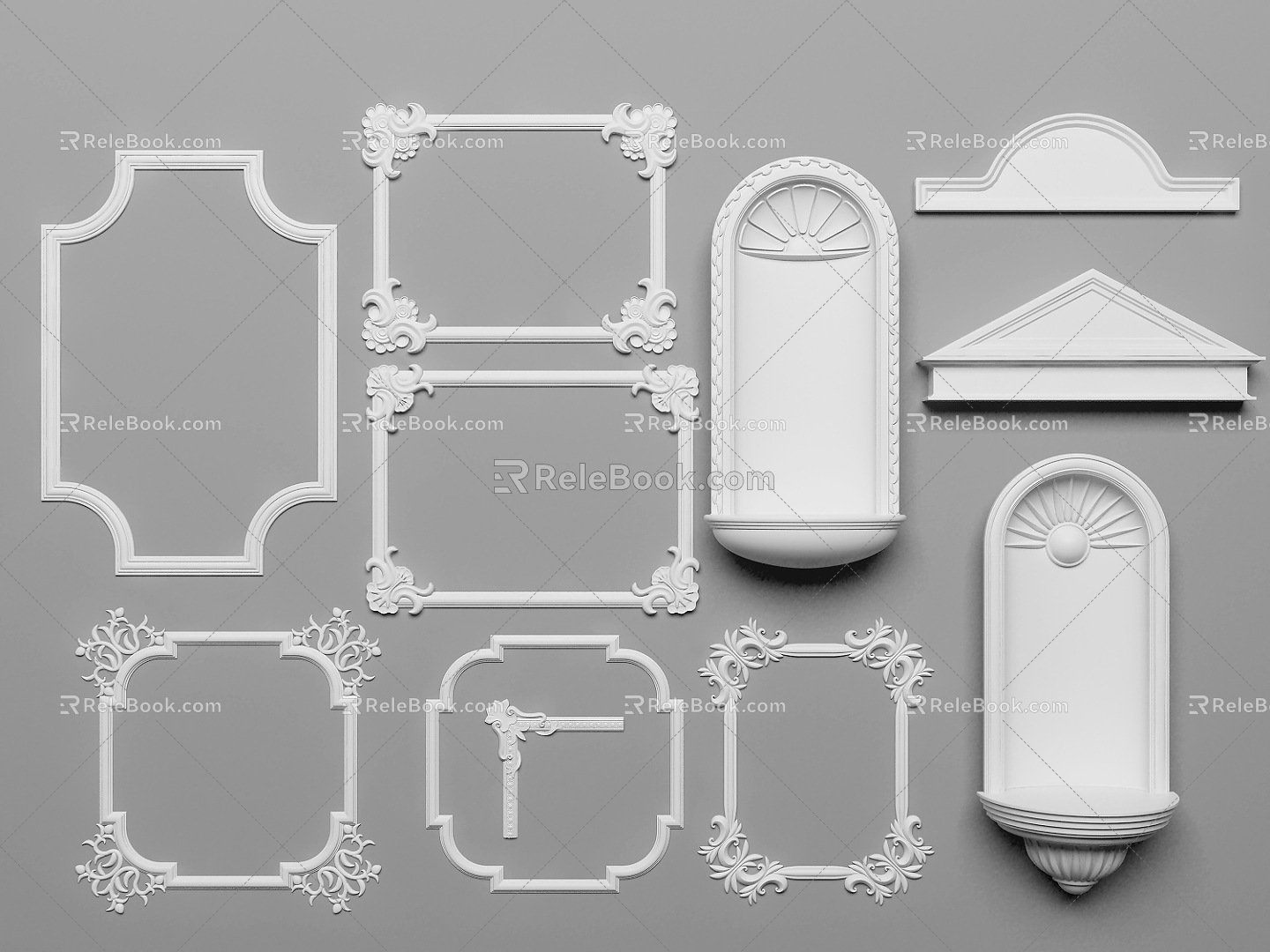 European-style line plaster flower 3d model