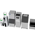 Modern Kitchen Appliances Including Water Dispenser Ice Maker In Various Sizes Styles White Gray Tones