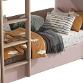 Modern Kids Bunk Bed With Wooden Ladder Soft Pillows And Cozy Blankets
