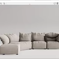 Light Beige L Shaped Sectional Sofa With Multiple Plush Cushions Modern Design 3d model