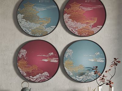 New Chinese Style Round Frame Painting Hanging Painting Decorative Painting model