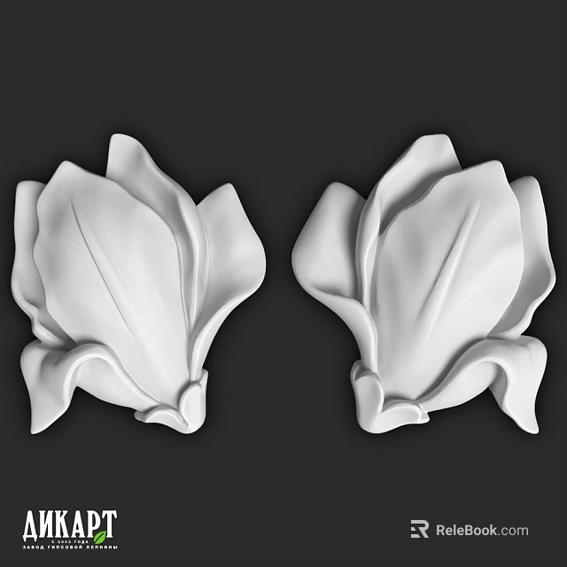 White Magnolia Shaped Decorative Components With 3D Sculptural Design 3d model 