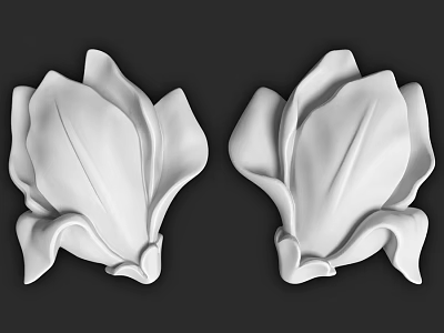 White Magnolia Shaped Decorative Components With 3D Sculptural Design 3d model