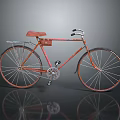 Vintage Red Bicycle With Red Seat Handlebars And Reflective Wheels On Gray Background