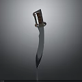 Traditional Curved Blade Knife With Leather Handle And Sheath Design
