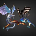Vibrant Colorful Fantasy Dragons With Detailed Wings And Mythical Creature Features