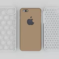 Brown Apple iPhone With White Honeycomb Pattern Protective Phone Cases 3d model