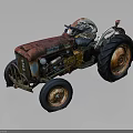 Vintage Rusty Tractor With Red Yellow Body And Large Wheels 3d model