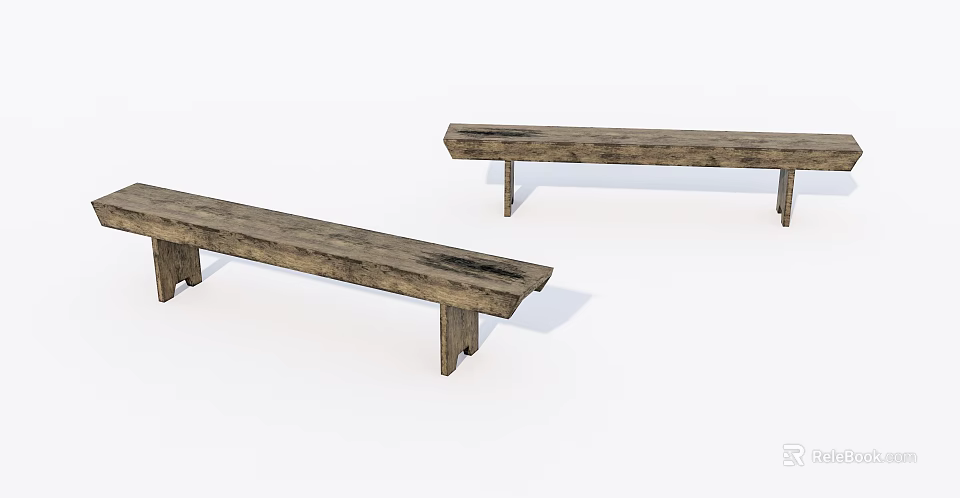 Rustic Wooden Benches With Natural Texture And Simple Design For Home Decor 3d model 