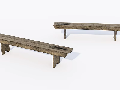 Rustic Wooden Benches With Natural Texture And Simple Design For Home Decor 3d model