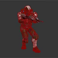 Futuristic Character In Green White Armor Holding Gun As Sci Fi Warrior Creature
