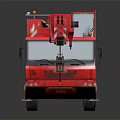 Detailed Red Toy Crane Model Featuring Extended Boom And Wheel Design