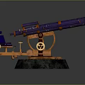 Vintage Commercial Equipment With Blue Orange Components Gear Mechanism And Stone Base