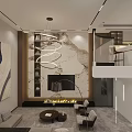 Modern Basement Interior With Loft Layout And Elegant Decor 3d model