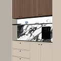 Modern Home Sideboard Design With Dark Wood Cabinets White Drawers And Marble Countertop