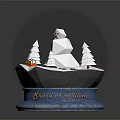 Decorative Ornament Set Including Snow Globe with Snowman Christmas Trees and Small House Design