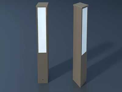 Modern Outdoor Vertical Pillar Lights with Brown Finish and LED Glow 3d model