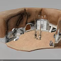 Ancient Scene Adobe Circular Structure Interior With Central Altar Stairs And Arched Doors 3d model