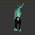 Glowing Green Mythical Deer 3D Model With Black Body Luminous Antlers Tail And Hooves