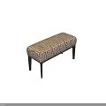 Modern Upholstered Sofa Bench With Greek Key Pattern Beige White Upholstery And Black Tapered Legs