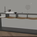 Modern Black Console Table With Mirror Cup Books On Wooden Floor White Wall