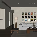 Modern Minimalist Living And Dining Room With White Sofa Wooden Coffee Table And Wall Art Decor