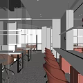 Modern Shared Office Space With Open Layout Glass Partitions Orange Chairs And Pendant Lights