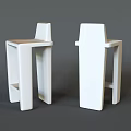 Modern White Bar Stools with Sleek Geometric Structure and Minimalist Design 3d model