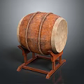 Traditional Household Wooden Drum on Wooden Stand with Wrapped Ropes and Natural Colored Drumhead