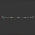 Decorative Fantasy Staff With Intricate Patterns Teal Accents And Spiked Ends