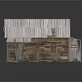 Shabby Wooden House With Damaged Corrugated Iron Roof And Broken Windows